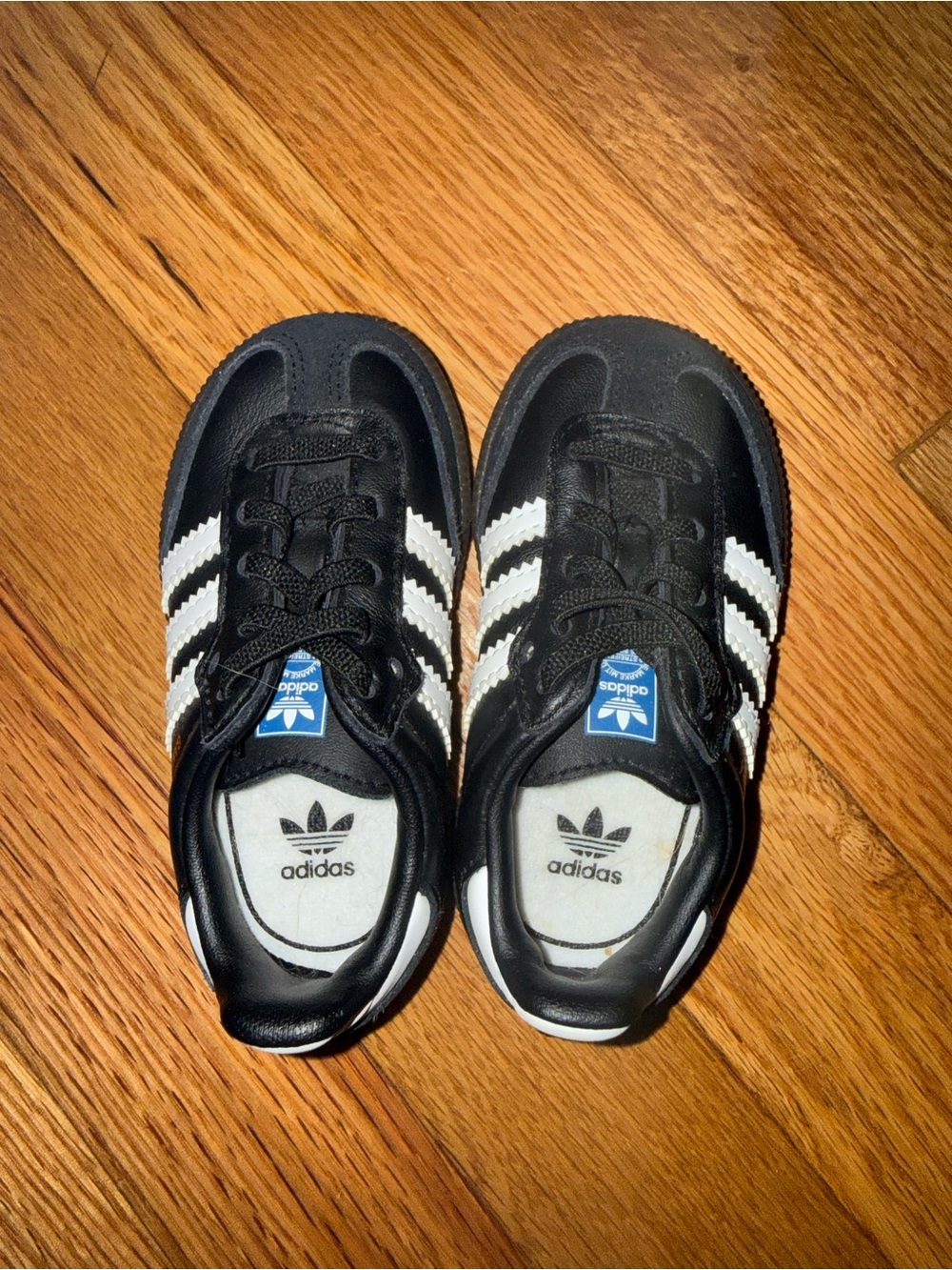 Adidas Kids Black White Classic Leather Sneakers